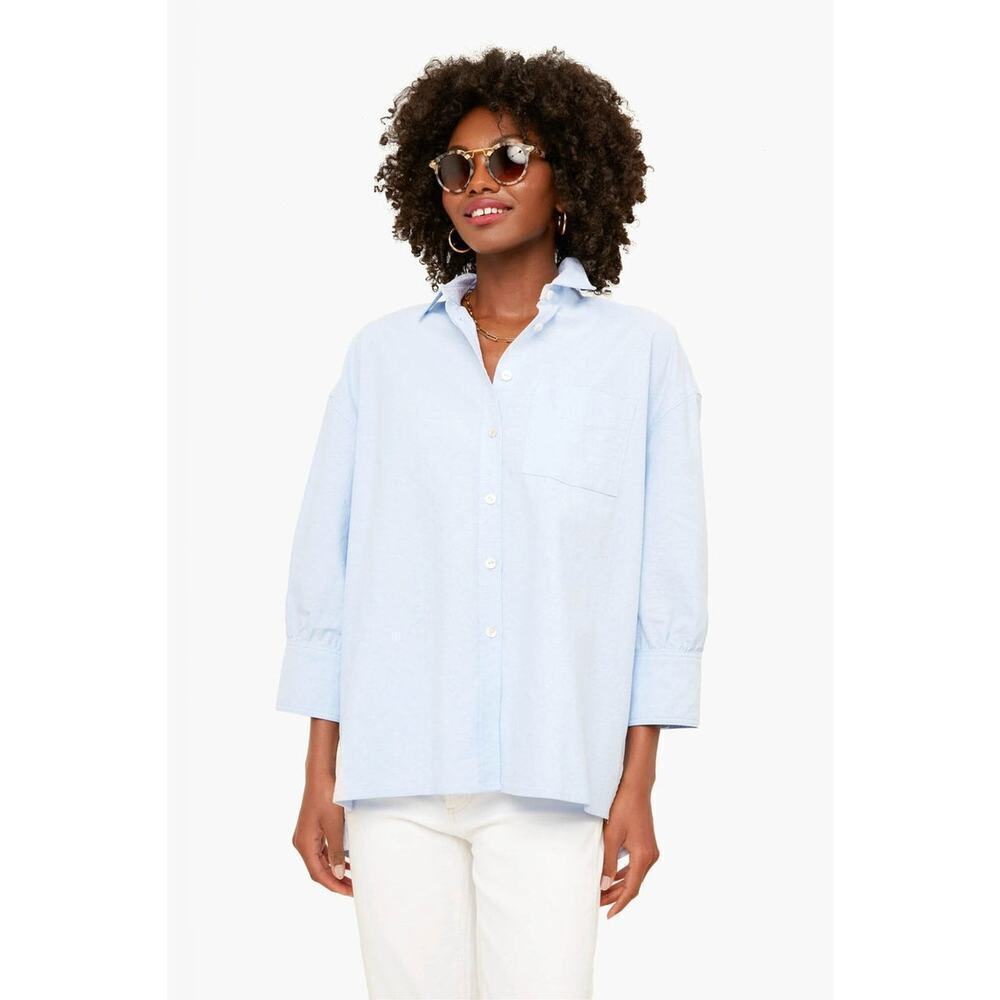 POMANDER PLACE Blue Oxford Adair Boyfriend Shirt Size XL NWT